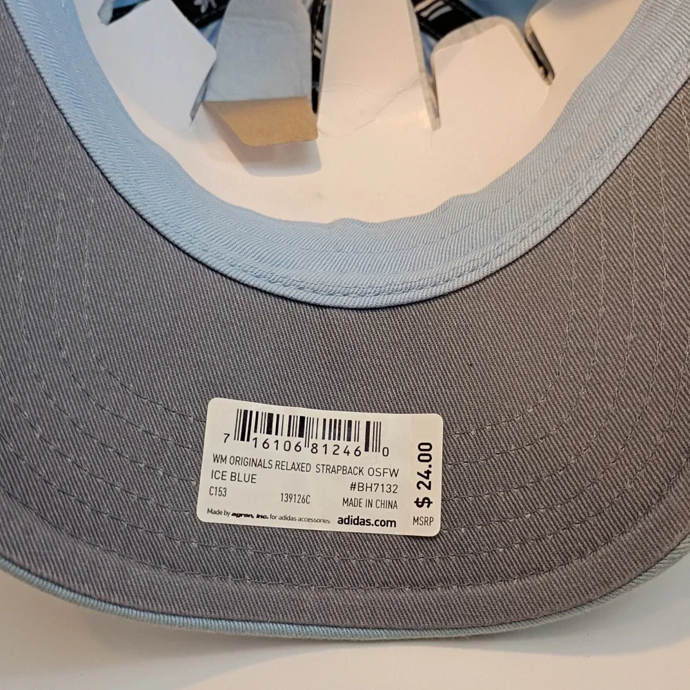 Adidas‎ Originals Women Relaxed Strapback Hat Ice Blue Trefoil Logo BH7132 NEW